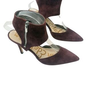 Sam Edelman Maroon Zaida Pointed-Toe Heels with Ankle Strap